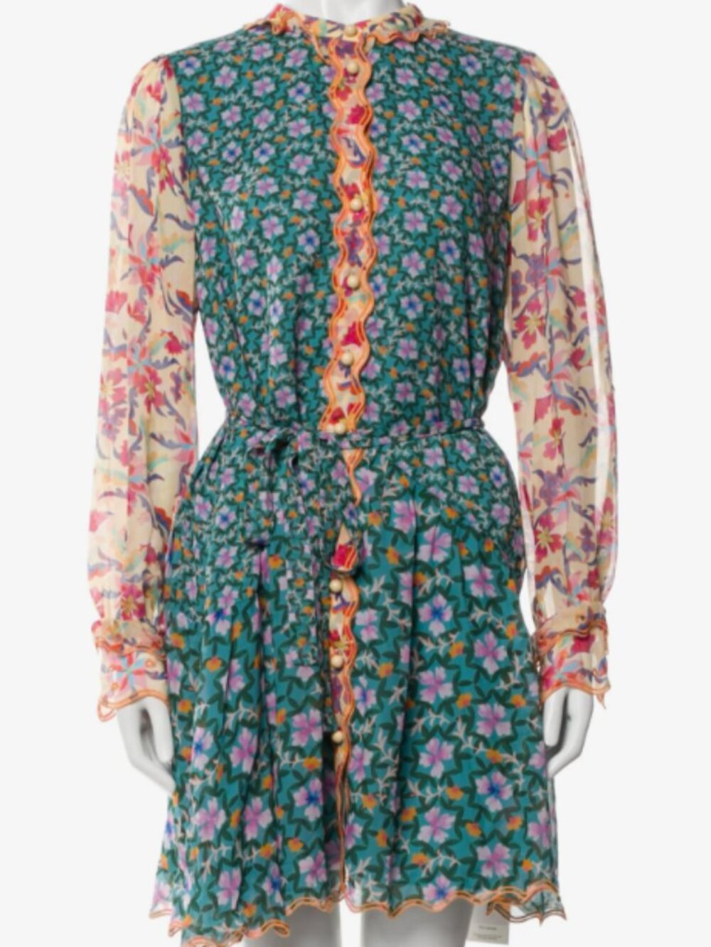 SALONI Tyra Batik Border Silk Floral Mini Dress US 10 (stunning!)